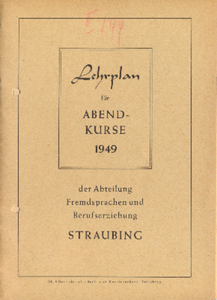 1949 "Lehrplan für die Abendkurse"
