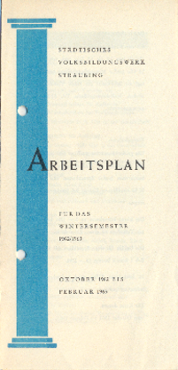 1962/1963 "Arbeitsplan" Städtisches Volksbildungswerk Straubing