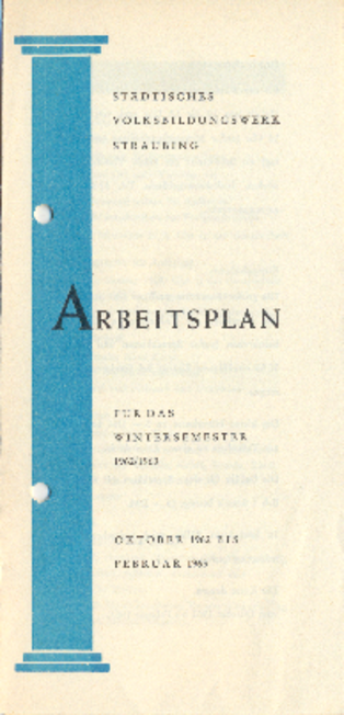 1962/1963 "Arbeitsplan" Städtisches Volksbildungswerk Straubing